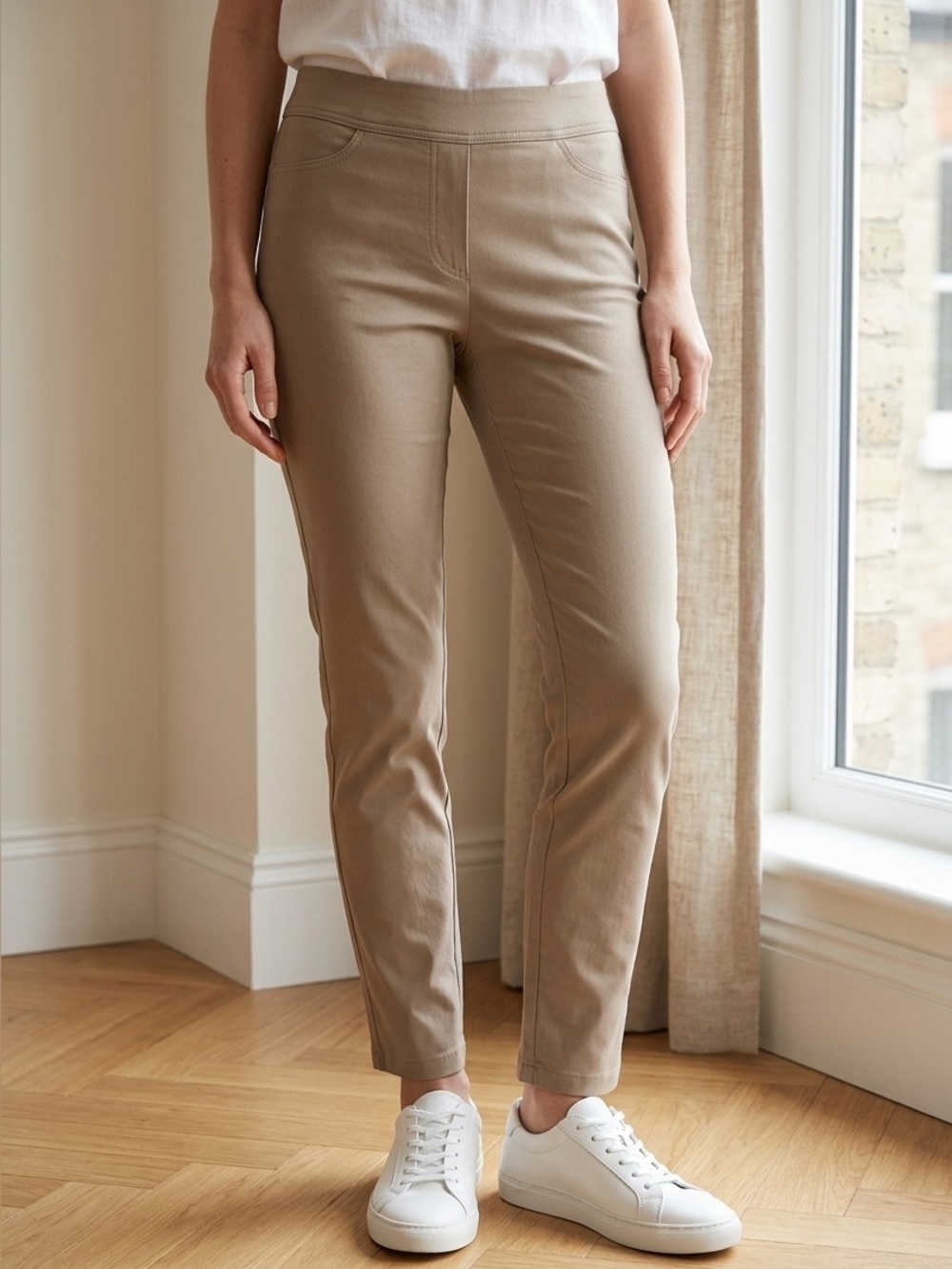 Kim Rogers Taupe Straight-Leg Dress Pants
